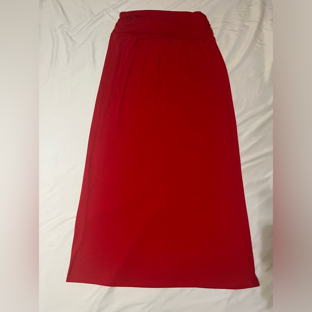 Red maxi skirt